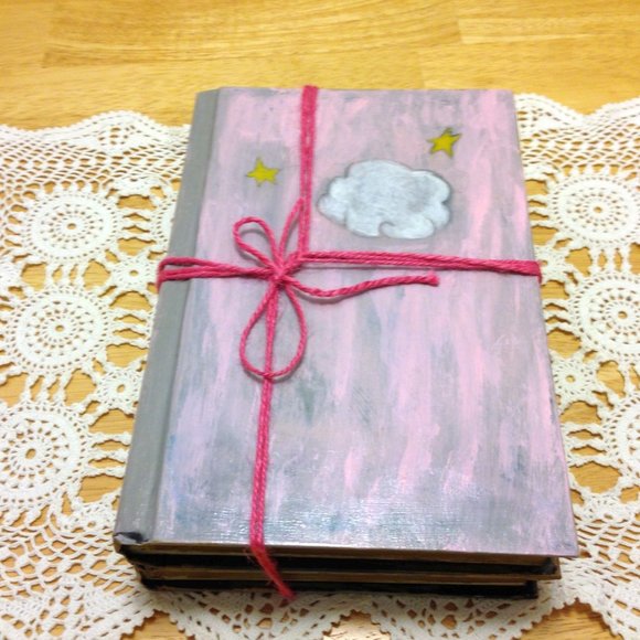 Handcrafted Pink and Grey Book Decor - Picture 1 of 5